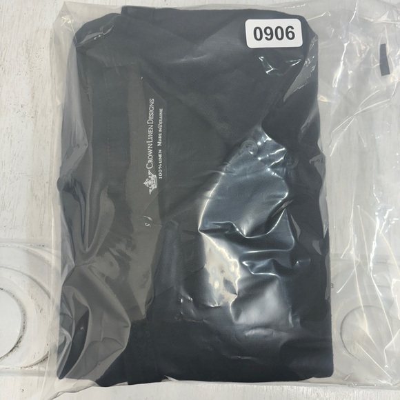 CROWN LINEN DESIGNS Black Linen Bell sleeves Button Down Shirt Tunic Dress S - Picture 6 of 6